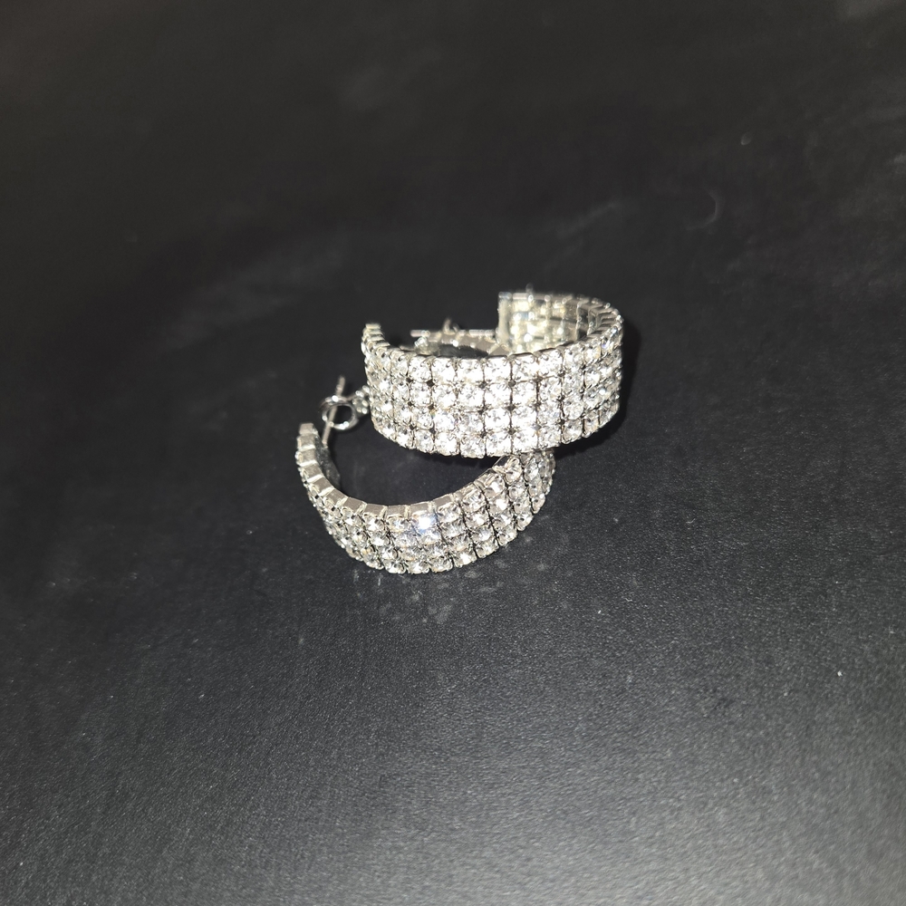 Silver Rhinestone Hoop Earrings